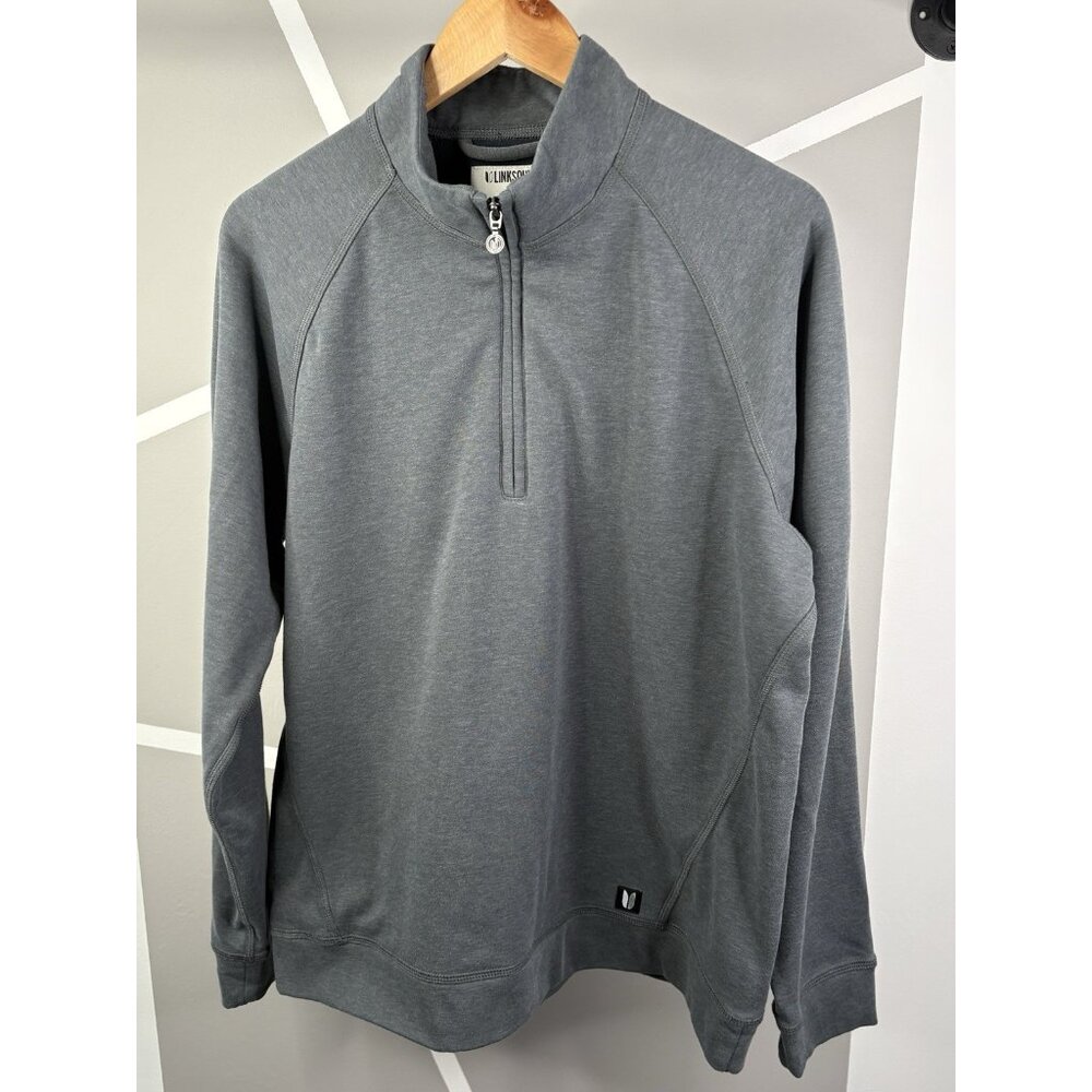 Linksoul Driver ¼ Zip Fleece Lined Mens Large Golf Heather Charcoal Grey Stretch